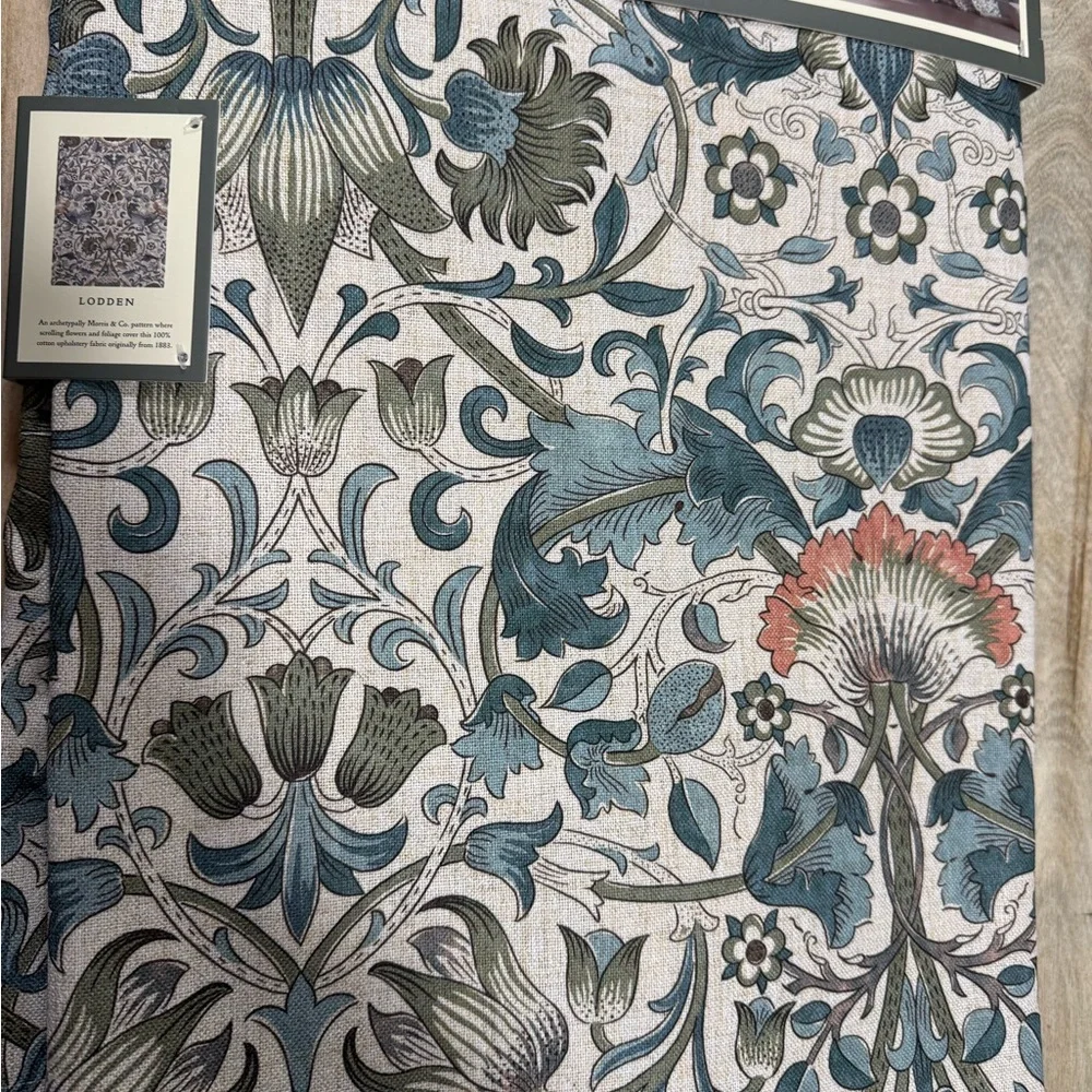 William Morris & Co. Floral Lodden 50”X 96” Window Curtains 2PC Set - Picture 4 of 5